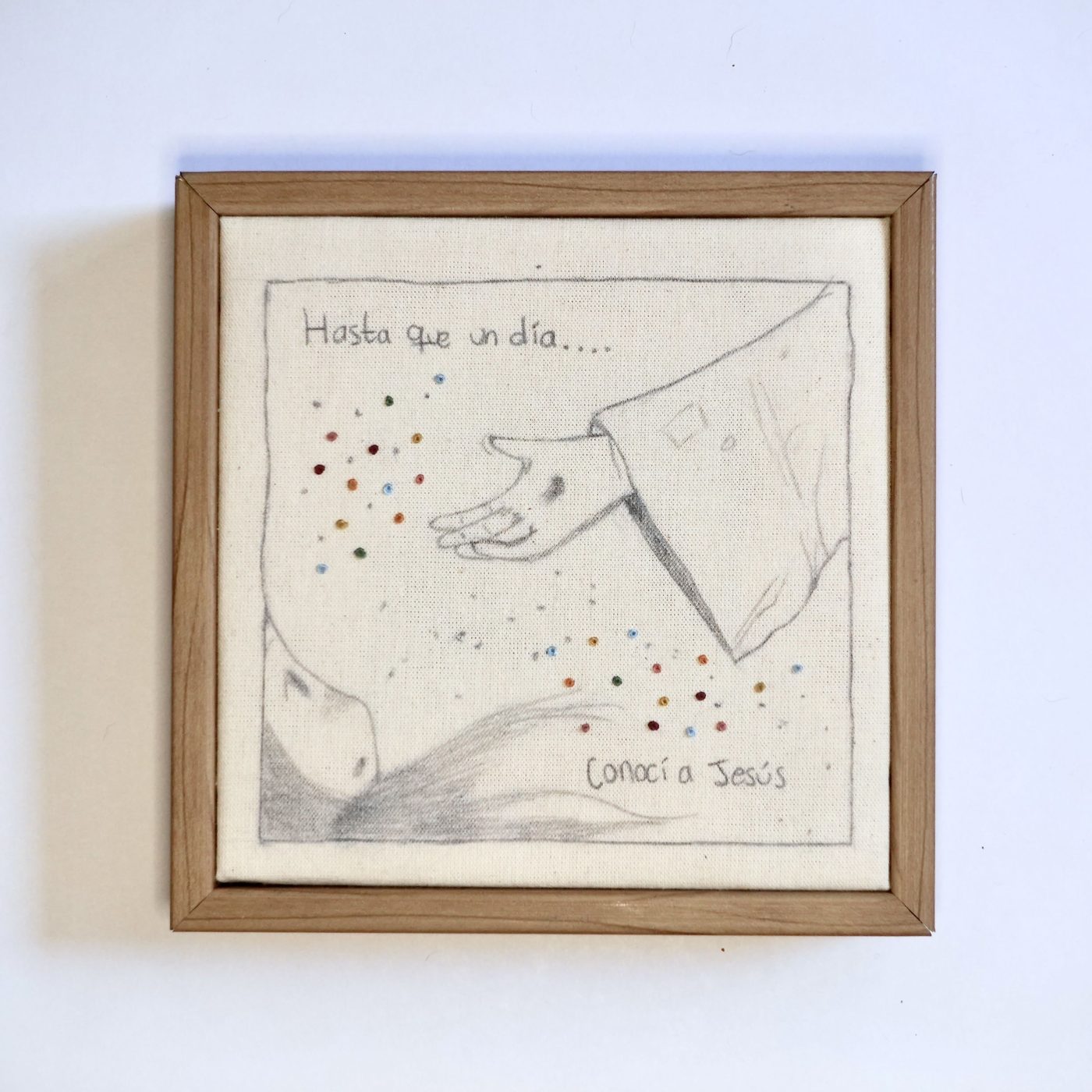 Colectivo Zakar, 01. Comparación (11), 2026. Tinta, grafito y bordado a mano sobre tela, 15 × 15 cm