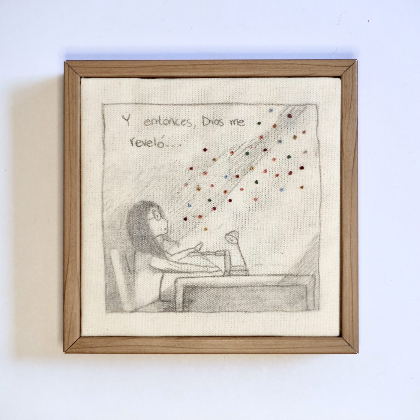 Colectivo Zakar, 01. Comparación (17), 2026. Tinta, grafito y bordado a mano sobre tela, 15 × 15 cm